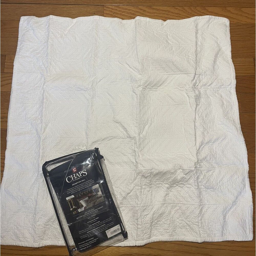 Chaps Ralph Lauren‎ Euro Sham Brompton Hall White Cotton Quilted Pillow Sham